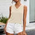 thumbnail image 6 of Hesxuno Women Casual Lounge Tank Tops Slim Fit Knitting Cotton Sleeveless Tops Scalloped V-Neck Tanks Comfortable Daily Wear Summer Tee Tank Beige, 6 of 7
