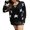 Black, variant on Women Loose Knit Sweater Star Jacquard Cross Tie-Up Long Sleeve Pullovers Spring Fall V-Neck Jumpers Streetwear