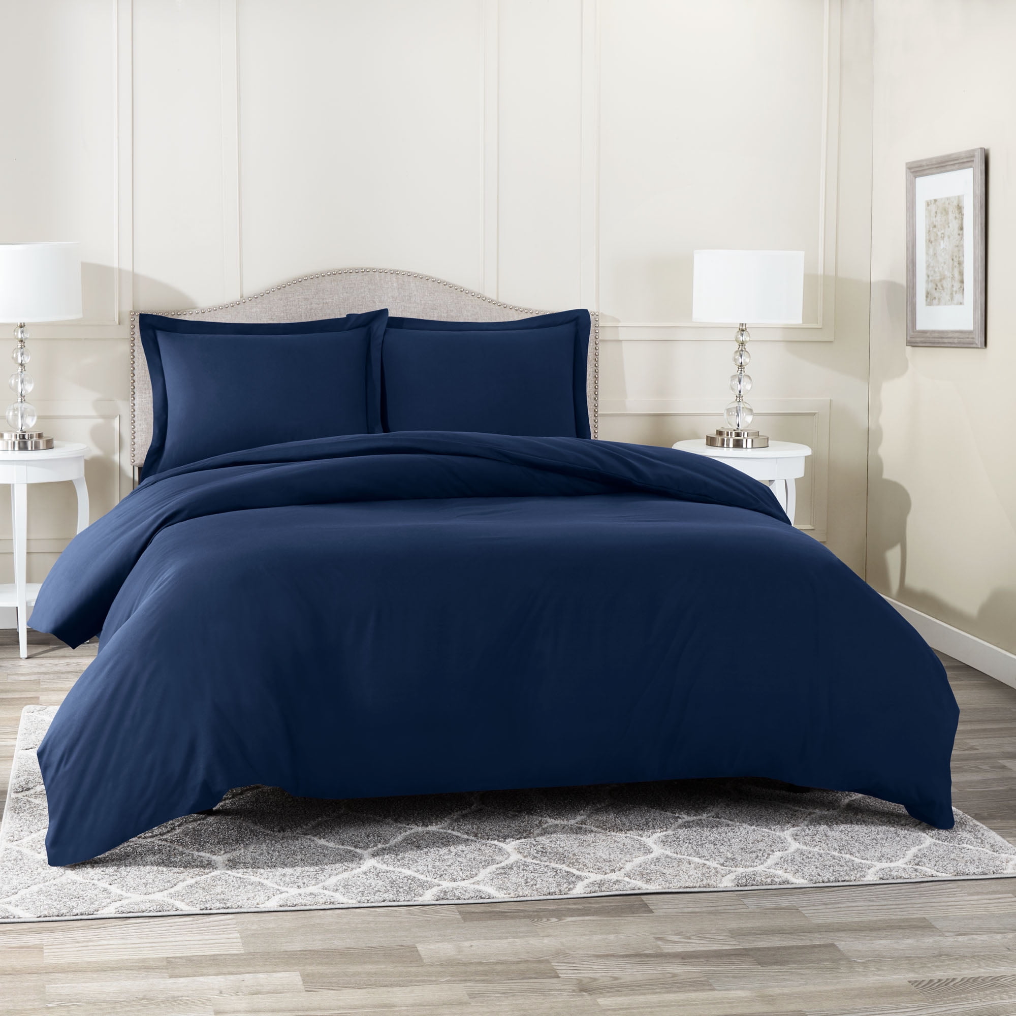 Hearth & Harbor 3-Piece Navy Duvet Cover Set, Queen