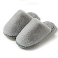 thumbnail image 5 of Women's House Slippers Flat Heel Closed Toe Slip-on Flats Slides Women's Casual Home Indoor Outdoor Solid Color Slippers with Velvet And Warm Slippers Gray5.5, 5 of 6