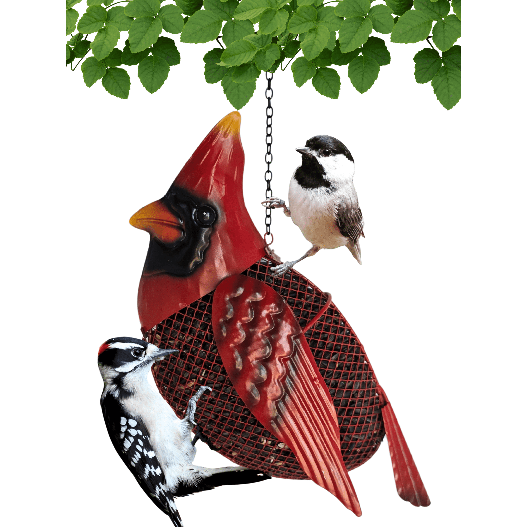 Gift Essentials Mesh Bird Feeder Cardinal Metal Sunflower Seed Feeder, Red