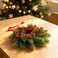 thumbnail image 4 of Small Christmas Wreath, Mr. Christmas Wreath,Christmas Wreath Door Hanger With Bow Ribbon Holiday Hanging Decoration For Front Door Wall Closet Fireplace Mantel Indoor Home Decor, 1 PC, 4 of 7