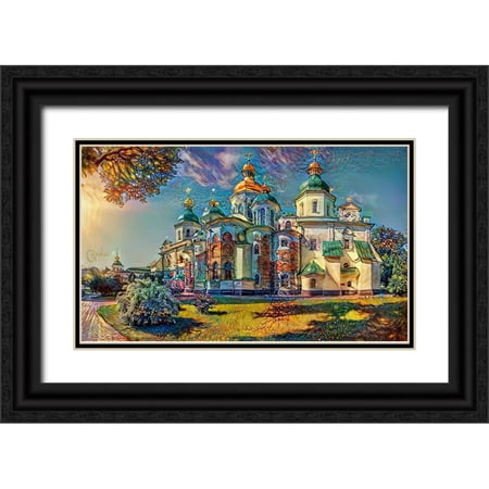 Gavidia, Pedro 14x10 Black Ornate Wood Framed with Double Matting Museum Art Print Titled - Kyiv Ukraine Saint Sophia Cathedral