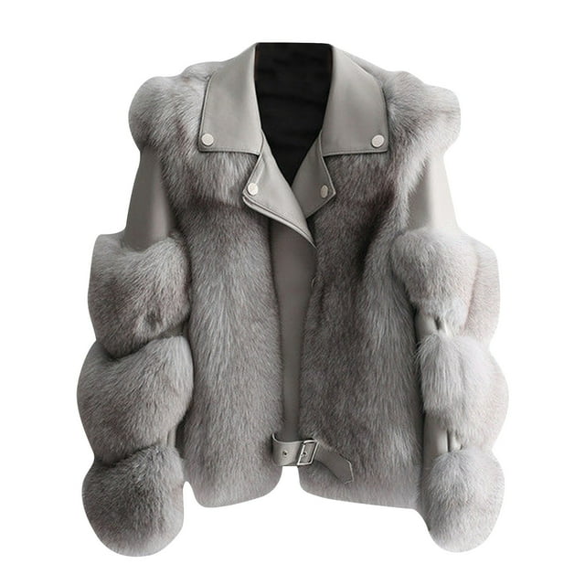 LOVZFMLL Jackets for Women's Lamb Hair Short Coat New Zipper Motorcycle Style Jacket