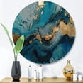 thumbnail image 2 of Designart "Geode Discovery Blue and Gold Depths II" Abstract Marble Metal Round Wall Art, 2 of 5
