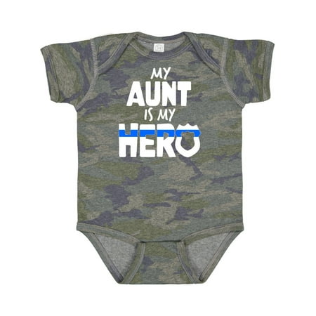

Inktastic My Aunt is My Hero Police Officer Family Gift Baby Boy or Baby Girl Bodysuit