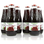 100% Pomegranate Juice - 6 Pack ,33.8Fl Oz - USDA Organic Certified - Glass Bottle - No Sugar Added - No Preservatives - Squeezed From Fresh Pomegranates