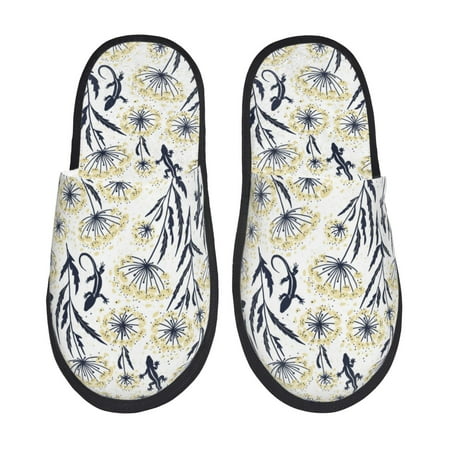 

Slippers for Women Men Black White Gecko Lizard Flower Warm Womens Mens House Shoes Bedroom Slippers Fuzzy Memory Foam Slippers Winter House Indoor Shoes Aesthetic Dorm Slippers