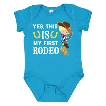 

Inktastic Yes This is My First Rodeo- Cowboy in Hat and Boots Gift Baby Boy Bodysuit