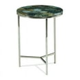 thumbnail image 1 of Steve Silver Foster Round Spa Green Agate Top and Nickel Base Chairside Table, 1 of 4