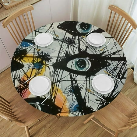 

Patifu Illusionism Round Table Cover Stain Resistant Washable for Indoor Outdoor Kitchen Dining Wedding Parties 100% Polyester Fiber 42-46
