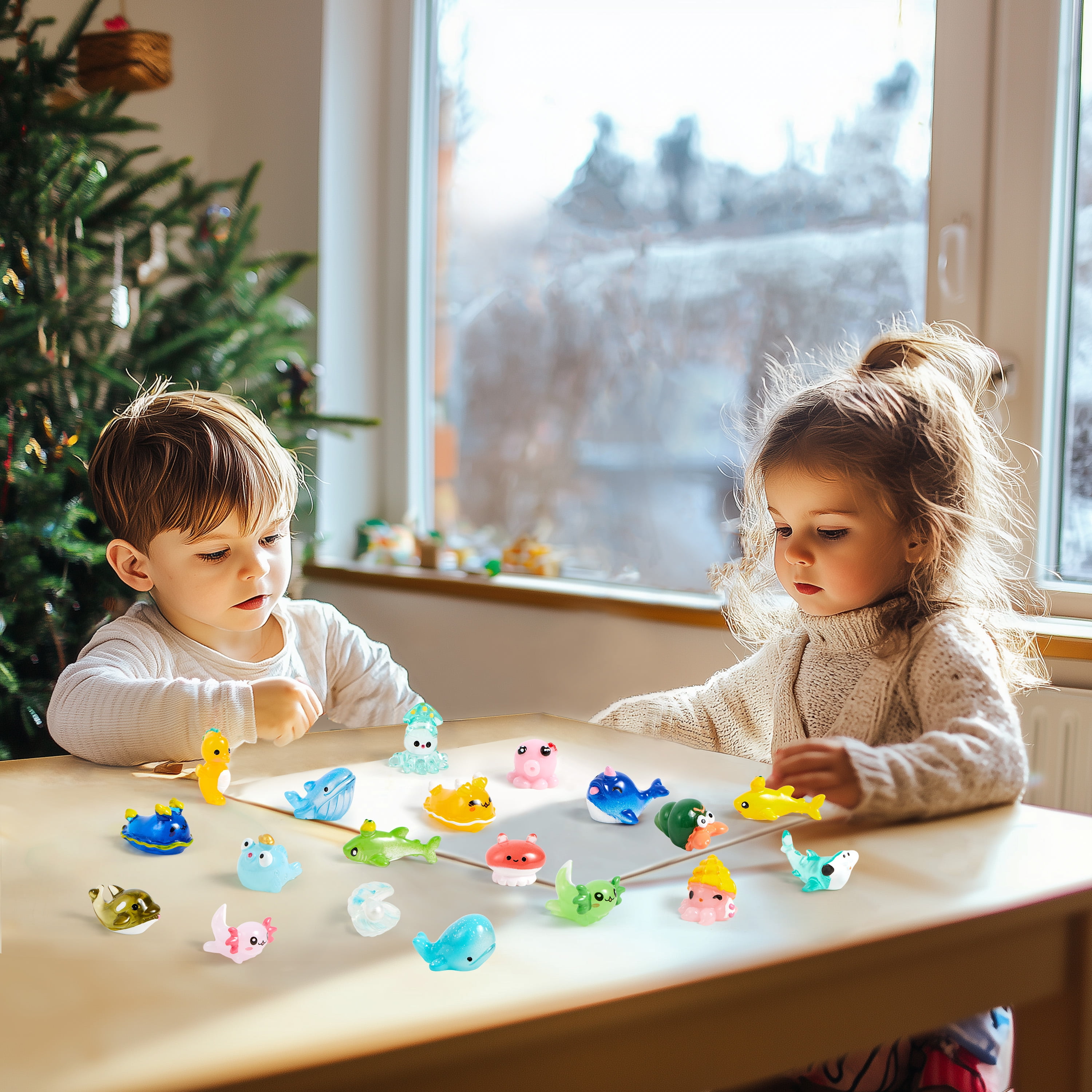 Joyfy 50 Pcs Mini Resin Figures Sea Animal Party Favors Toys Tiny Resin Animals Figurines, DIY Miniature Things Decor, Cute Fish Tank Accessories