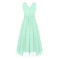 thumbnail image 2 of YUUMIN Kid Girls Chiffon Formal Dress Beaded Junior Bridesmaid Dress V Neck Party Gown Mint Green 14, 2 of 5