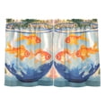 thumbnail image 7 of Yayeee Kitchen Curtains Tier Pair Light Filtering 27"x24" Rod Pocket Short Cafe Window Panel, Blue Goldfish Bowl, 7 of 7