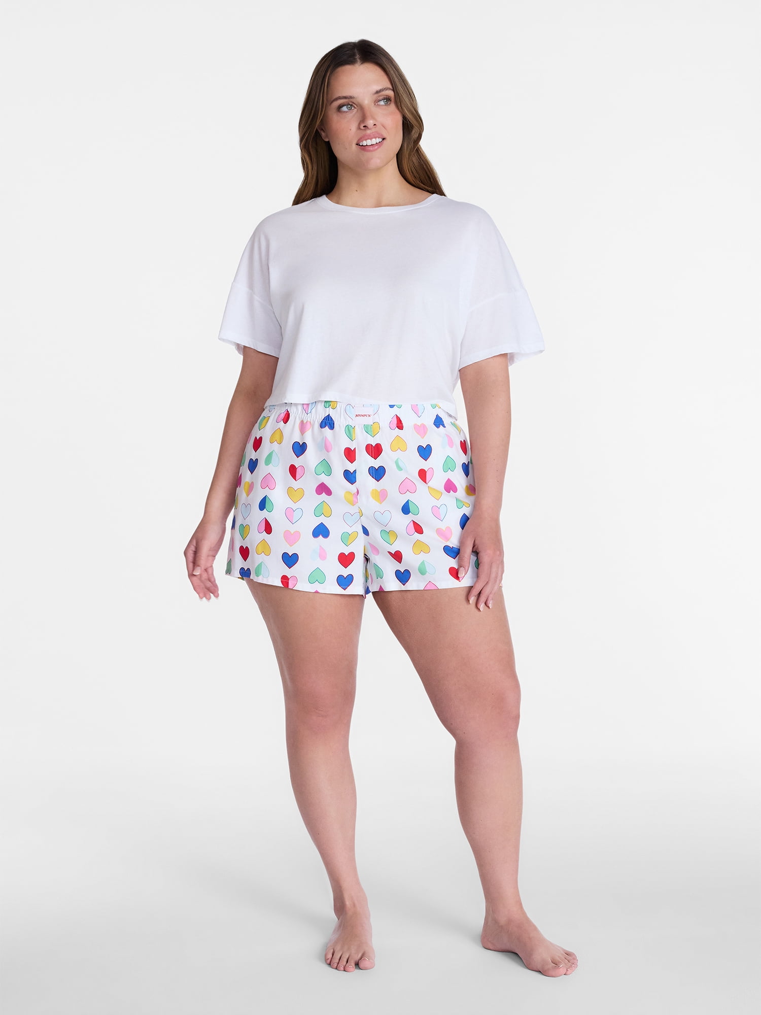Joyspun Women's Woven Pajama Boxer Shorts, 3'' Inseam, Sizes XS-2X