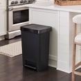 thumbnail image 4 of Rubbermaid Kitchen Trash Can, 12.4 Gallon Plastic Stainless Steel Soft Close Lock Step Garbage Bin, Charcoal, 4 of 10