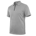 thumbnail image 5 of idosla Mens Quarter Zip Polo Shirts Casual Summer Knit Textured Short Sleeve Shirt Beach Vacation Stretchy Golf Shirts (Light Gray, XXL), 5 of 9