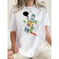 thumbnail image 1 of Camisetas de manga corta con estampado para niñas y niñas, de algodón, cómodas para uso diario, playera simple de verano1pc Women'S Casual Crew Neck T-Shirt with Quirky Character and Speech Bubble P, 1 of 6