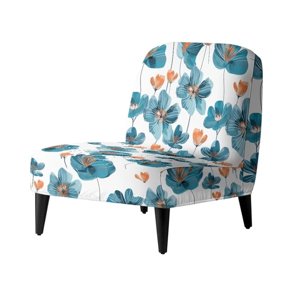 HELLHERO Floral Armless Accent Chair Protector, Stain Protection Dustproof Armless Accent Chair Cover for Living Room Hotel