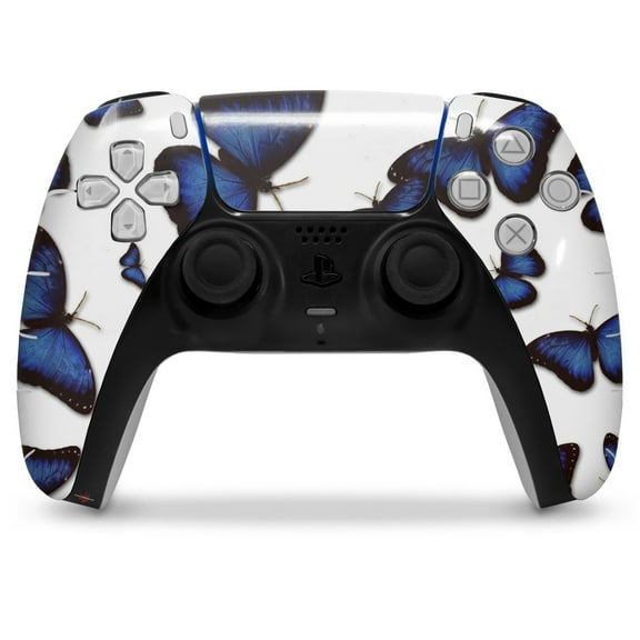 WraptorSkinz Skin Wrap compatible with the Sony PS5 DualSense Controller Butterflies Blue (CONTROLLER NOT INCLUDED)