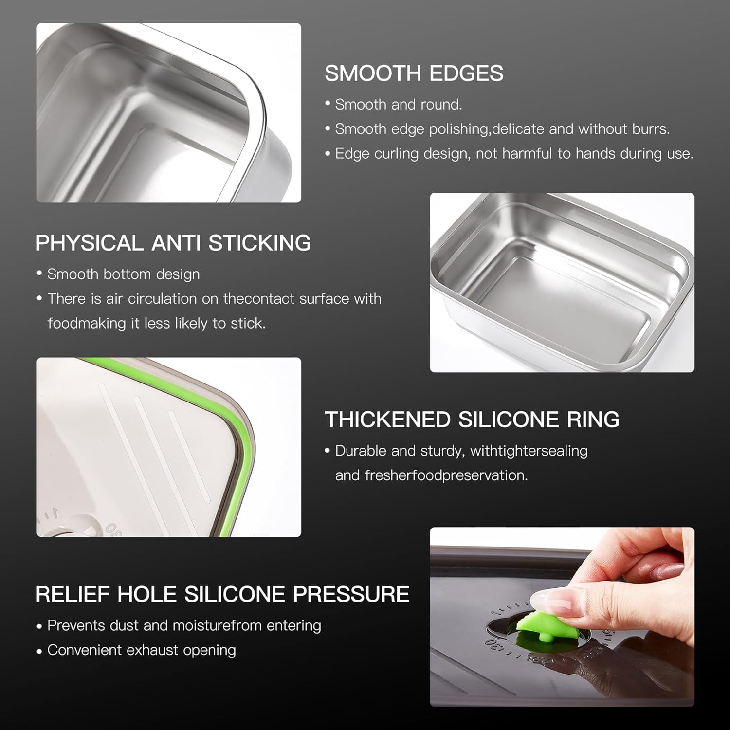 10-Piece Stainless Steel Food Storage Container Set with Airtight Lids