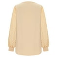 thumbnail image 5 of Fnooota Women's Tops 2025, Casual Lace Long Sleeve Crew Neck Pullover Shirts Beige Size XL, 5 of 6