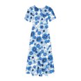thumbnail image 4 of Penkiiy Women Floral Print Short Sleeve Dress Loose Plain Casual Summer Flowy Tiered Long Maxi Dresses with Pockets S Light Blue, 4 of 5