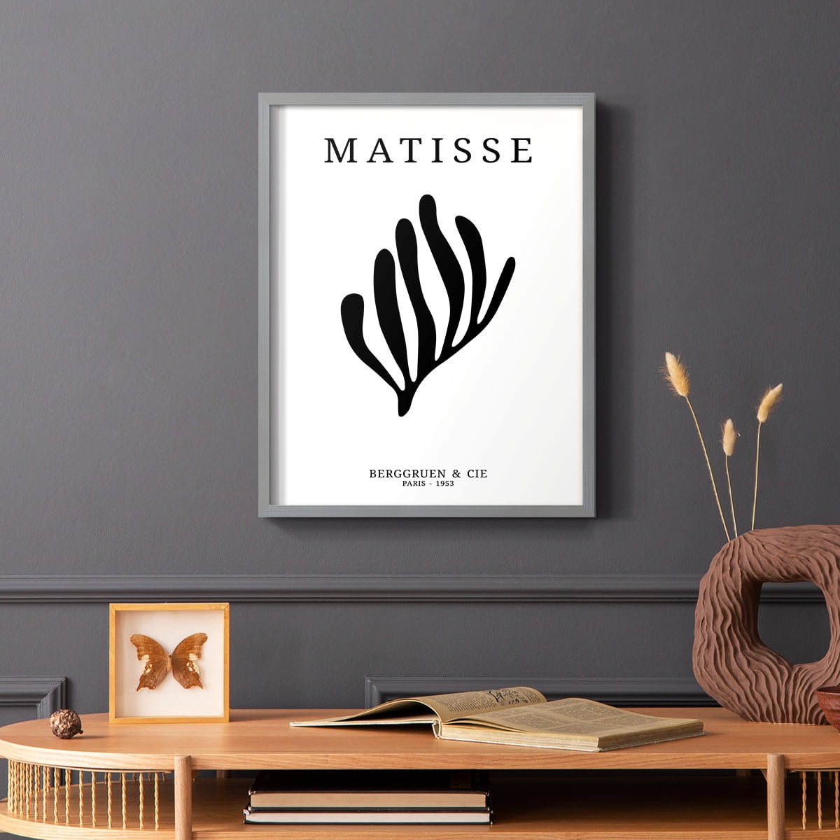 Matisse CDXIV in Gray Solid Wood Framed Print No Nail Hanging