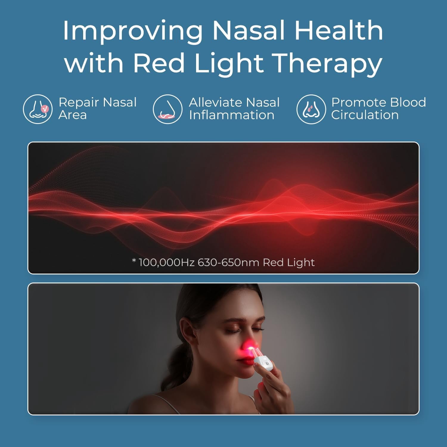 Rechargeable Portable Red Light Nose Therapy-Red Light Therapy for Nose - Nasal Infrared Therapy Device for Nose - White