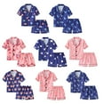 thumbnail image 3 of 2Pcs Toddler Girls Boys Button Down Pajama Sets Kids Satin Silk Short Sleeve Pls Sleepwear 1-6 Years, 3 of 3
