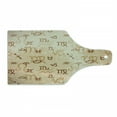 thumbnail image 1 of Astrology Cutting Board, Abstract Astrological Zodiac Signs Grunge Backdrop Image, Decorative Tempered Glass Cutting and Serving Board, Wine Bottle Shape, Pale Brown and Caramel, by Ambesonne, 1 of 1
