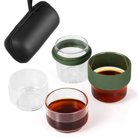 NOBRAND Travel Glass Tea Set with Infuser & Teacups