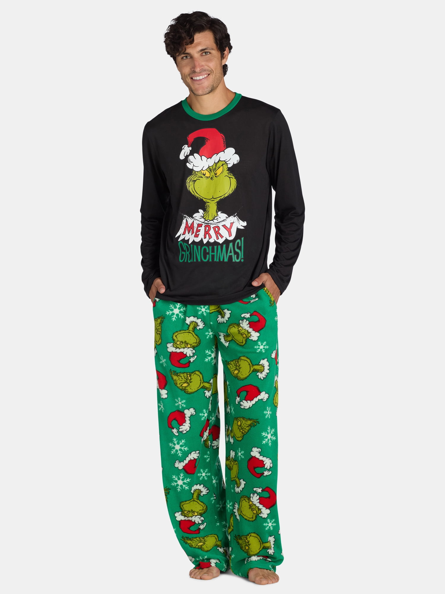 Dr. Seuss Merry Grinchmas Matching Family Pajama Set, 2-Piece, Men's