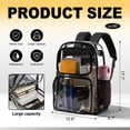 thumbnail image 2 of DAKIMOE Clear Backpack for School - 17 inch Large Heavy Duty Stadium Approved Clear Bookbag, See Through PVC Transparent Backpacks for Travel College Work, Black, 2 of 8