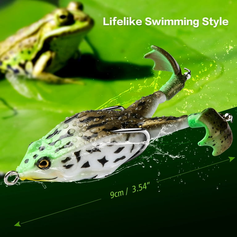 Topwater Frog Lure Bass Trout Fishing Lures Kit Set Realistic Prop Frog  Soft Swimbait Floating Bait with Weedless Hooks for Freshwater Saltwater  (Pack of 2) : : Sports, Fitness & Outdoors