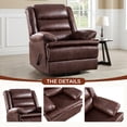 thumbnail image 5 of ZOY HOME Classic Swivel Rocker Recliner Chair, Manual Faux Leather Reclining Living Room Single Sofa with Side Handle & Overstuffed Arms, Light Brown, 5 of 9