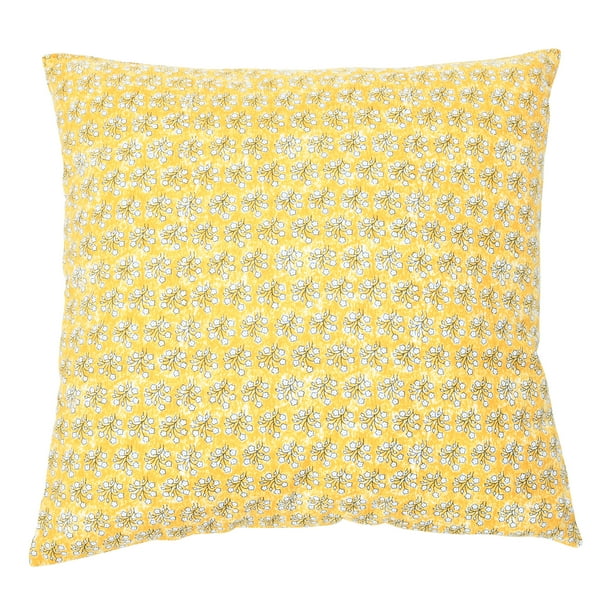 Creative CoOp 20 in x 20 in Yellow Cotton Throw Pillows