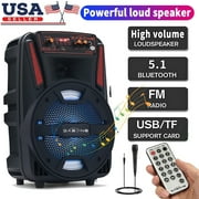 Dazone Wireless FM Speaker, 8 Subwoofer Portable Bluetooth Speaker, 1,000W Loud Sound PA System LED USB Party Stereo Wireless, 1000W