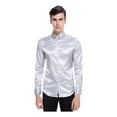 thumbnail image 1 of Camisas De Vestir De Seda Satinada Brillante Para Hombre, 1 of 8