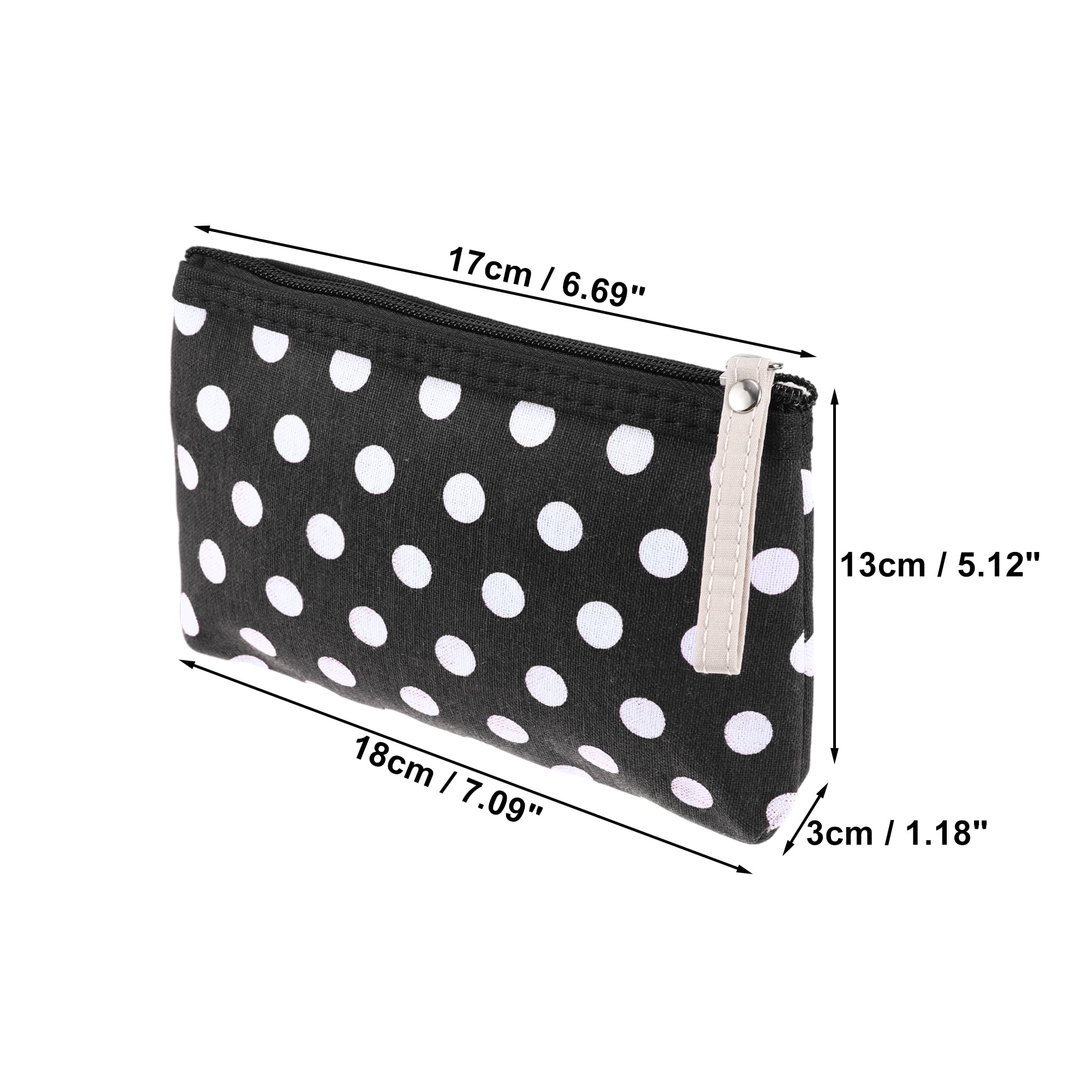 Unique Bargains 1Pc Women Durable Dots Simple Cosmetic Bag for Toiletry Black