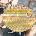 thumbnail image 2 of Yellow Khaki Boho Round Tablecloth, Fitted Table Cover with Elastic for 45"-54" Round Tables, Vintage Ethnic Tribe Abstract Art Table Cloth Outdoor Indoor Dinning Party Waterproof Tablecloths, 2 of 7