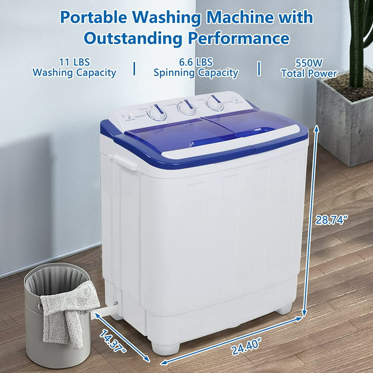 Portable Washing Machine, Mini Twin Tub Washer and Dryer Combo with 17.6  Lbs Lar