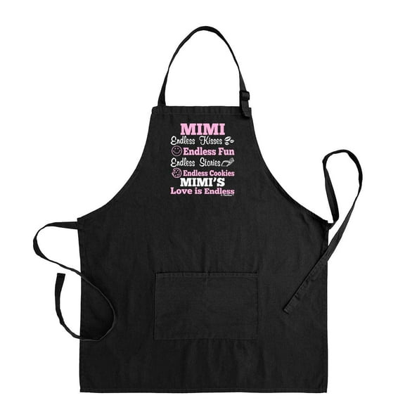 ThisWear Mimi's Love is Endless Apron for Kitchen Two Pocket Apron Black