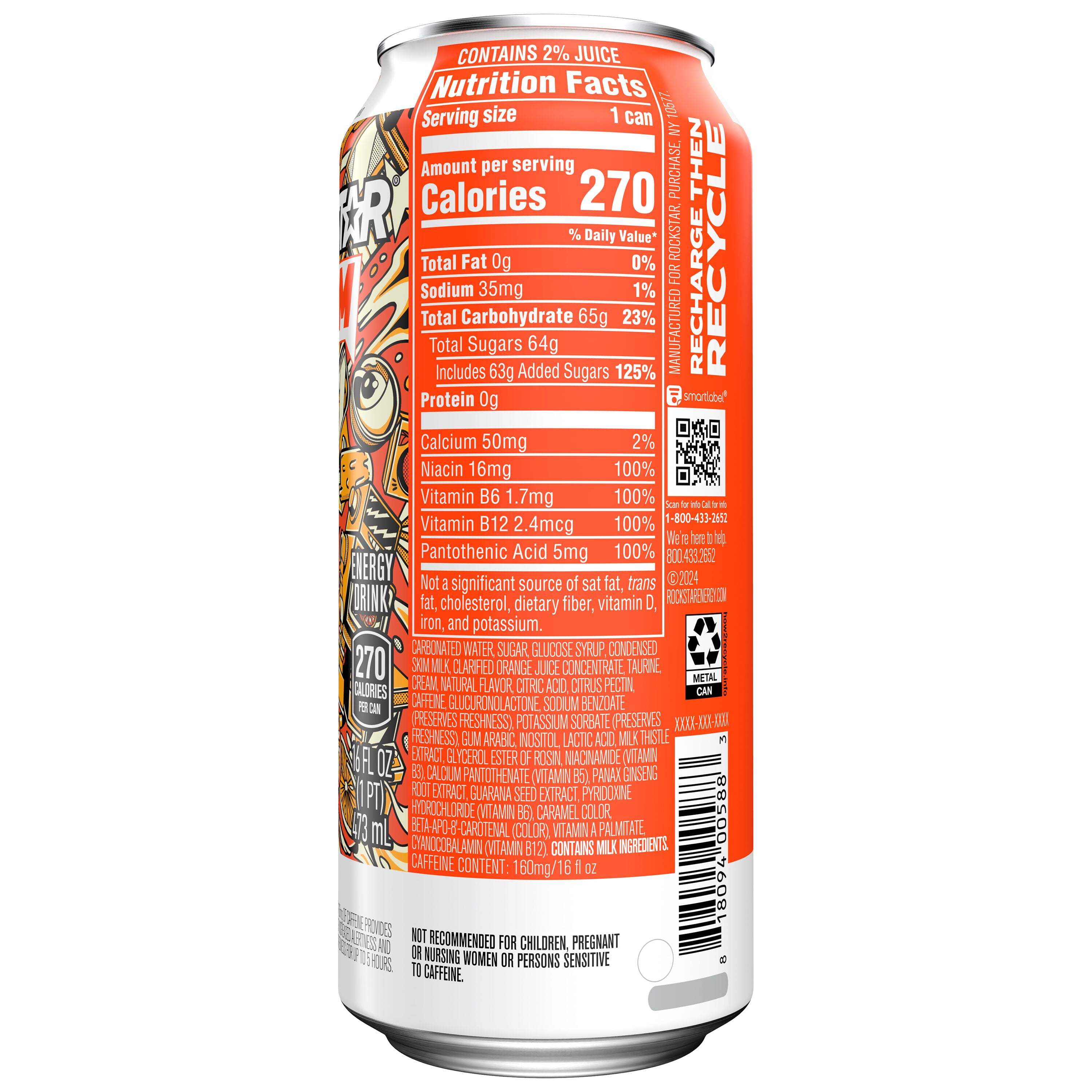 Rockstar Boom Whipped Orange Energy Drink, 16 fl oz Can