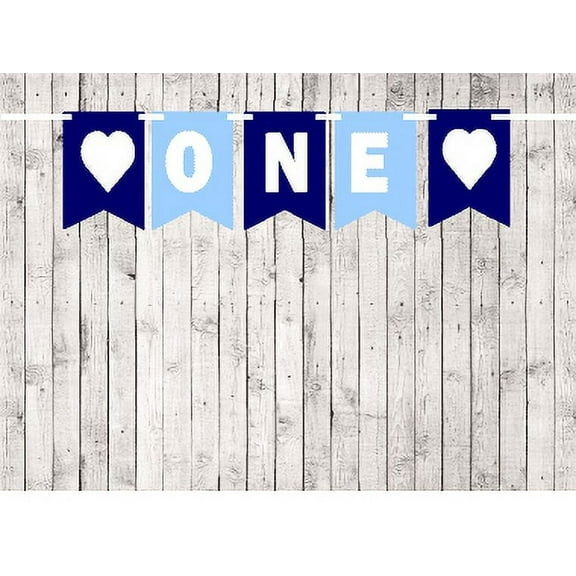 Baby First (1st) Birthday Navy and Baby Blue Party Theme Picture Backdrop/HIgh Chair/Wall Decoration Banner