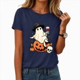 thumbnail image 2 of NOLDARES Halloween Shirts for Women Pumpkin Cat Graphic Tees Fall Crewneck Short Sleeve Costumes Autumn Party Graphic T-Shirt(Navy,XXL), 2 of 7