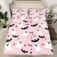 thumbnail image 2 of Manfei Pink Gothic Halloween Bed Sheets Set Queen Size, Spooky Ghost Bed Sheets Queen, Bat Print Bedding Queen Size, Super Cozy Bedroom Decor, 4 Pieces, 2 of 7