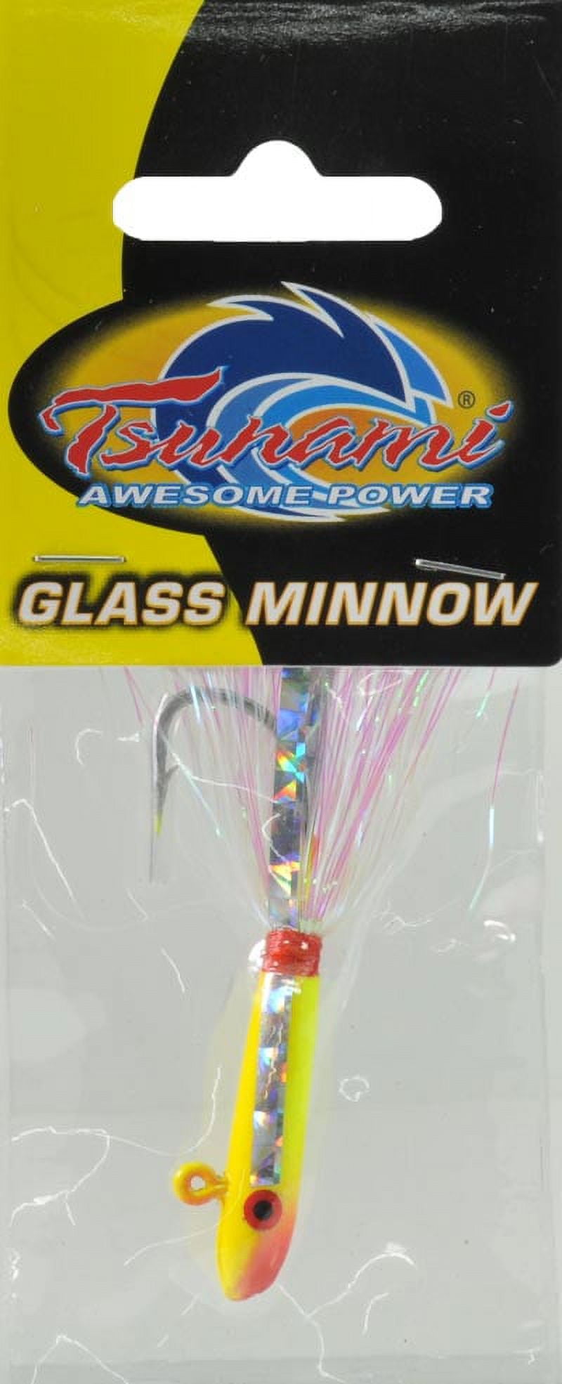 Tsunami TSGM12-CY Glass Minnow Lure, 3, 1/2oz, Chartreuse/Yellow