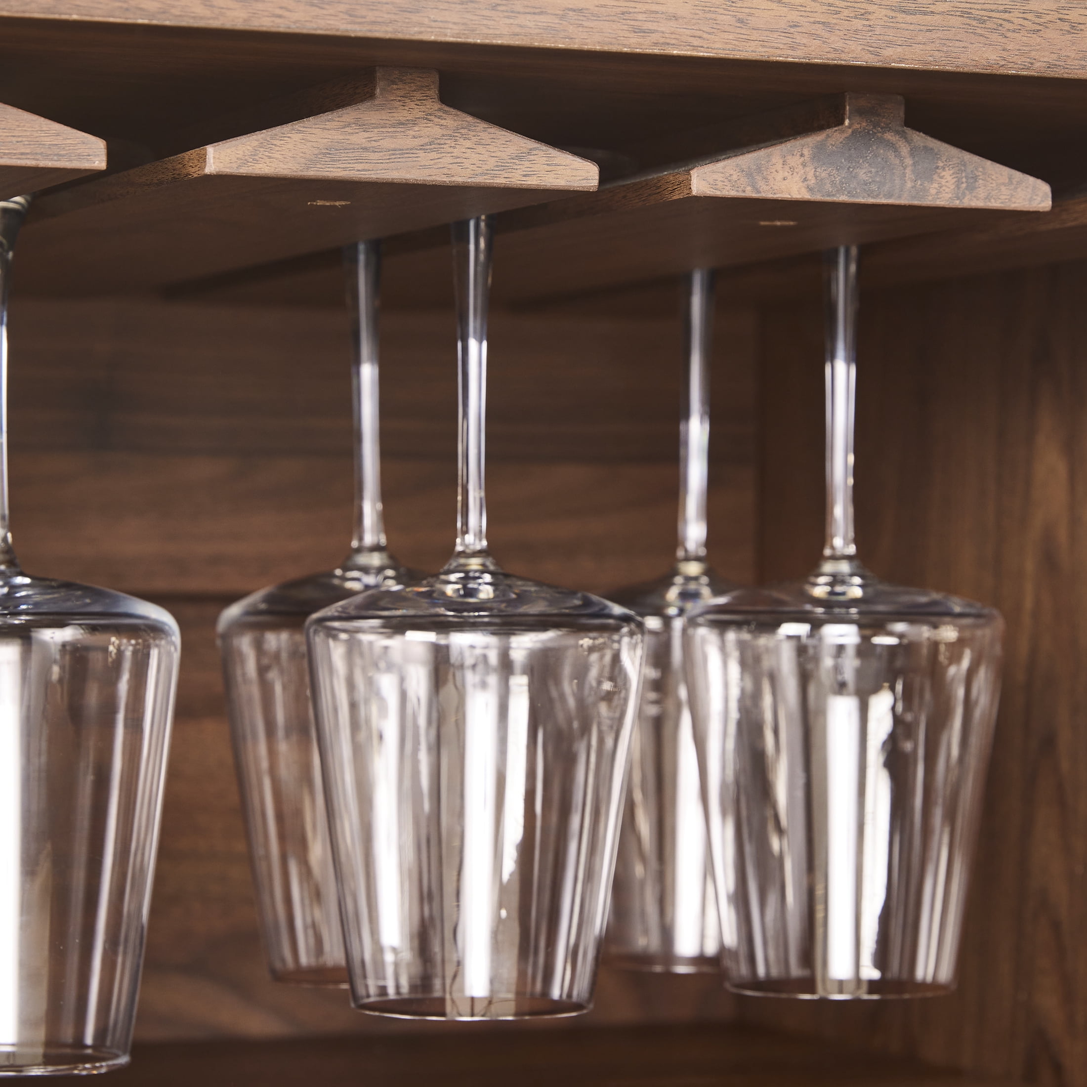 Better Homes & Gardens Lillian Fluted Bar Cabinet with Storage, Walnut Finish