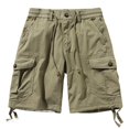 thumbnail image 2 of cllios Cargo Shorts for Men Elastic Waist Drawstring Athletic Shorts Fitness Workout Cargo Shorts with Multi Pockets Fathers Day Gift Ideas Khaki,31, 2 of 8